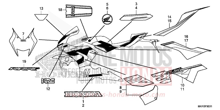 MARKE/STREIFEN (2) von CBR1000RR SP SP1 SP2 GRAND PRIX RED (R380) von 2022